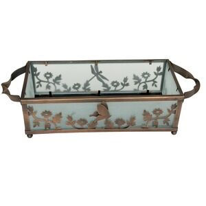 Partylite Pillar Candle Holder Tray Mail Trinket Box Counter Organizer Butterfly